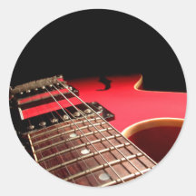 Guitarra eléctrica roja pegatina redonda