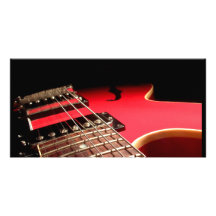 Guitarra eléctrica roja tarjetas fotográficas personalizadas