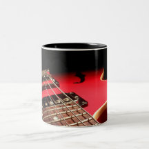 Guitarra eléctrica roja tazas de café