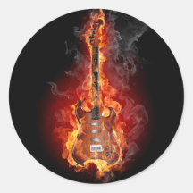 Guitarra llameante de la roca etiquetas  