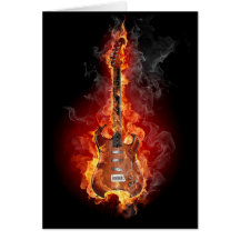 Guitarra llameante de la roca felicitación