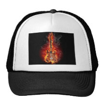 Guitarra llameante de la roca gorras de camionero