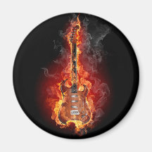 Guitarra llameante de la roca iman de frigorífico