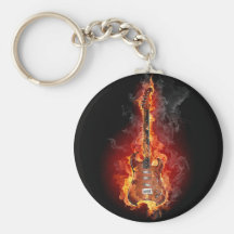 Guitarra llameante de la roca llavero