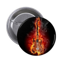 Guitarra llameante de la roca pin