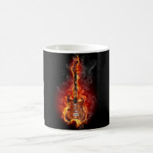 Guitarra llameante de la roca taza de café