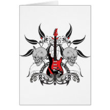 Guitarra y cráneo del Grunge Tarjeton