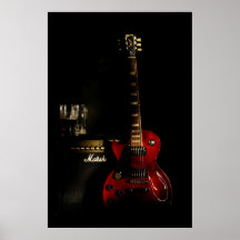 Guitarra y poster del amperio