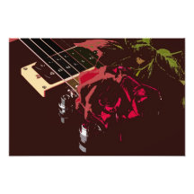 Guitarra y rosa rojo impresiones fotográficas