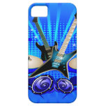 Guitarras eléctricas, tambores y altavoces azules iPhone 5 Case-Mate fundas