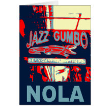 Gumbo del jazz de New Orleans Nola Felicitacion