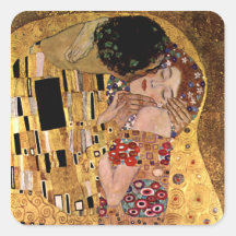 Gustavo Klimt: El beso (detalle) Pegatina Cuadradas Personalizadas