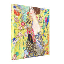 Gustavo Klimt - señora con la fan Lona Estirada Galerías