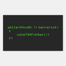 ¡h4xx0r! = terrorista rectangular pegatinas