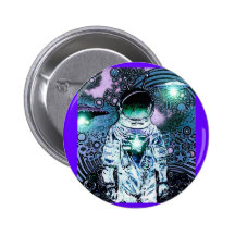 Hacia fuera espaciado U.F.O. Astronaut Pinback