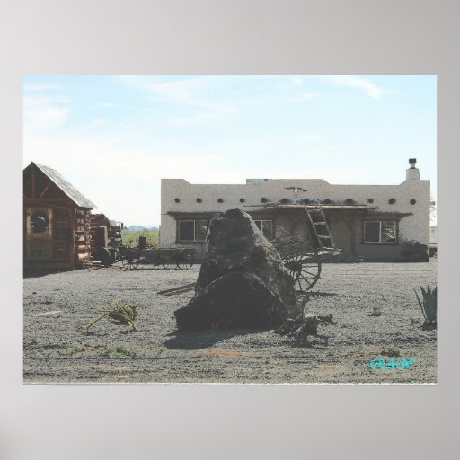 Hacienda de Santa Fe con efecto del carbón de leña Posters
