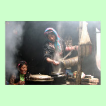 Haciendo el té de la mantequilla (foto por la baya posters