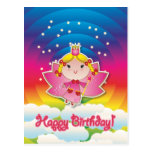 Hada airosa para arriba en la postal del cumpleaño