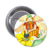 Hada de la calabaza - lápiz de la acuarela pin