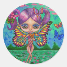 Hada de la mariposa del pegatina de los lirios de 