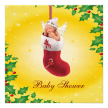 Hada del bebé en el navidad que almacena la fiesta invitacion personalizada