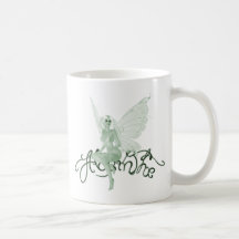 Hada del verde de la firma del arte del ajenjo - a tazas de café