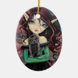 Hada gótica y búho del priacántido lindo ornaments para arbol de navidad