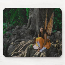 Hada hermosa del agua en Mousepad anaranjado