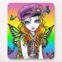 Hada linda "soleada" Mousepad de la mariposa del a Tapetes De Ratón