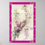 Hadas que juegan en el poster de las flores