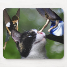 Hadas y gato lindos Mousepad