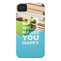 Haga qué le hace feliz, café, los libros, y papel Case-Mate iPhone 4 coberturas