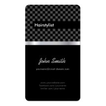 Hairstylist - a cuadros negro elegante tarjeta de visita