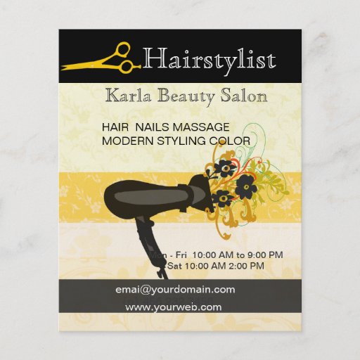 Hairstylist del salón y del balneario flyer a todo color