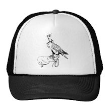 Halcón en el casquillo del guante gorro de camionero