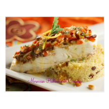 Halibut marroquí con cuscús postal