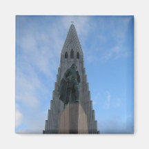 Hallgrímskirkja, imán cuadrado de Reykjavik, Islan