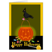 ¡Halloween llenó de los cuervos y la calabaza bril Felicitaciones