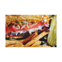 Hamburguesa y fritadas lona estirada galerías