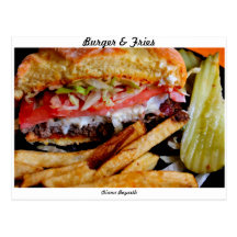 Hamburguesa y fritadas tarjeta postal