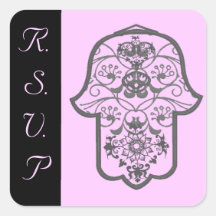 Hamsa floral (boda) calcomania cuadradas