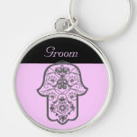 Hamsa floral (boda) llaveros personalizados