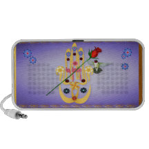Hamsa y altavoces de las flores