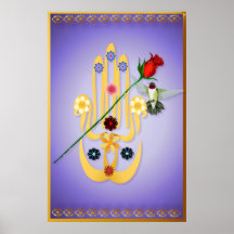 Hamsa y posters de las flores