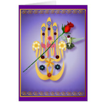 Hamsa y tarjeta de las flores
