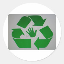 Handprint reciclado pegatinas redondas