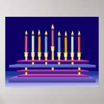 Hanukkiya y velas coloridas de poster