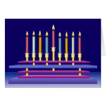 Hanukkiya y velas coloridas tarjetas