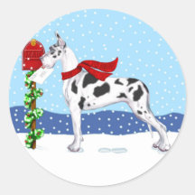 Harlequin del correo del navidad de great dane etiquetas  