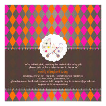 Harlequin/rosa de PixDezines+naranja/bebé shower/D Comunicado